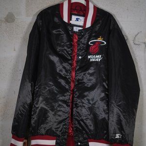 STARTER MIAMI HEAT NBA BLACK RED LOGO JACKET SIZE XXL